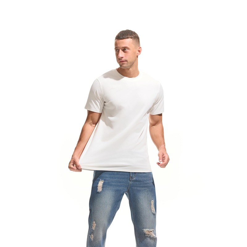 VEIISAR Men's Midweight Crew Neck T-Shirt - 210GSM Soft Cotton