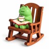 Frog Rocking Chair Figurine – Cute Resin Frog with Coffee