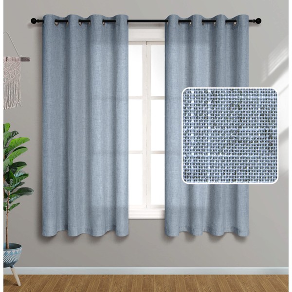 Pale Blue Curtains 54 Inch Length for Bathroom Window 2