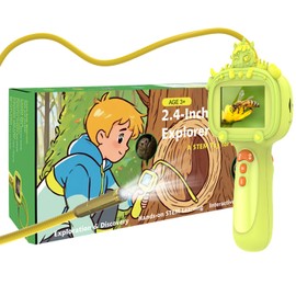 Borescope Snake Camera Endoscope with Light & Flexible Tube for Kids - Educational STEM Science Toy for Boys & Girls Ages 3-10, Birthday for Nature Exploration - Green