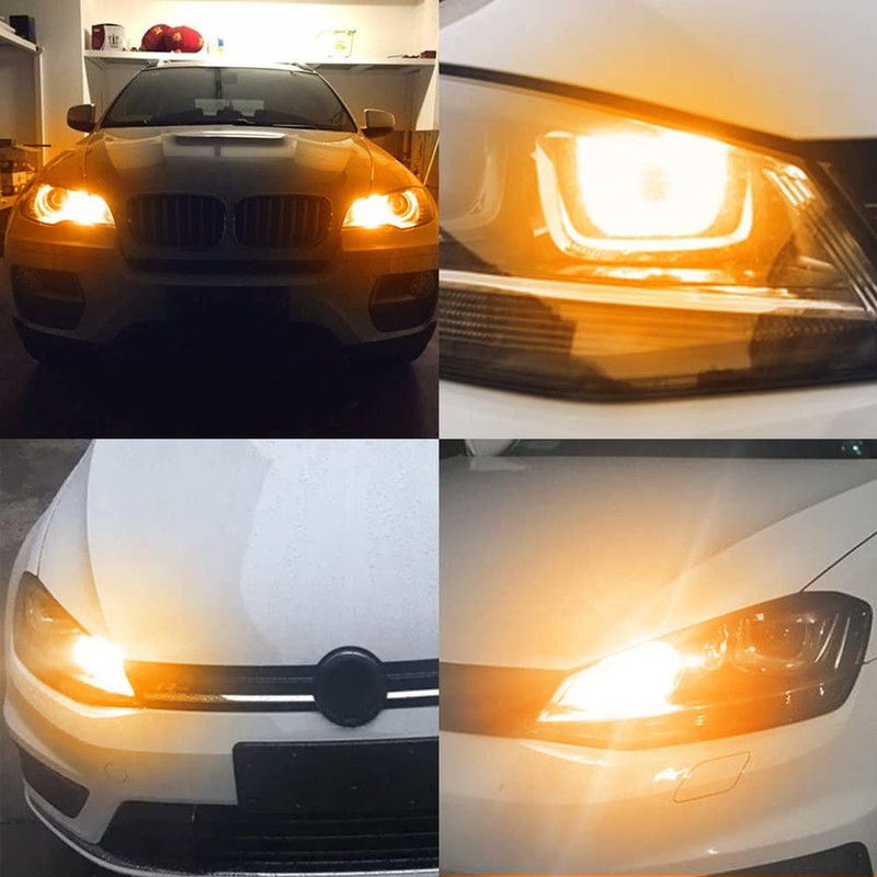 HAISECA AC/DC 9-36V PW24W PWY24W LED Bulb Amber,1200LM DRL Daytime