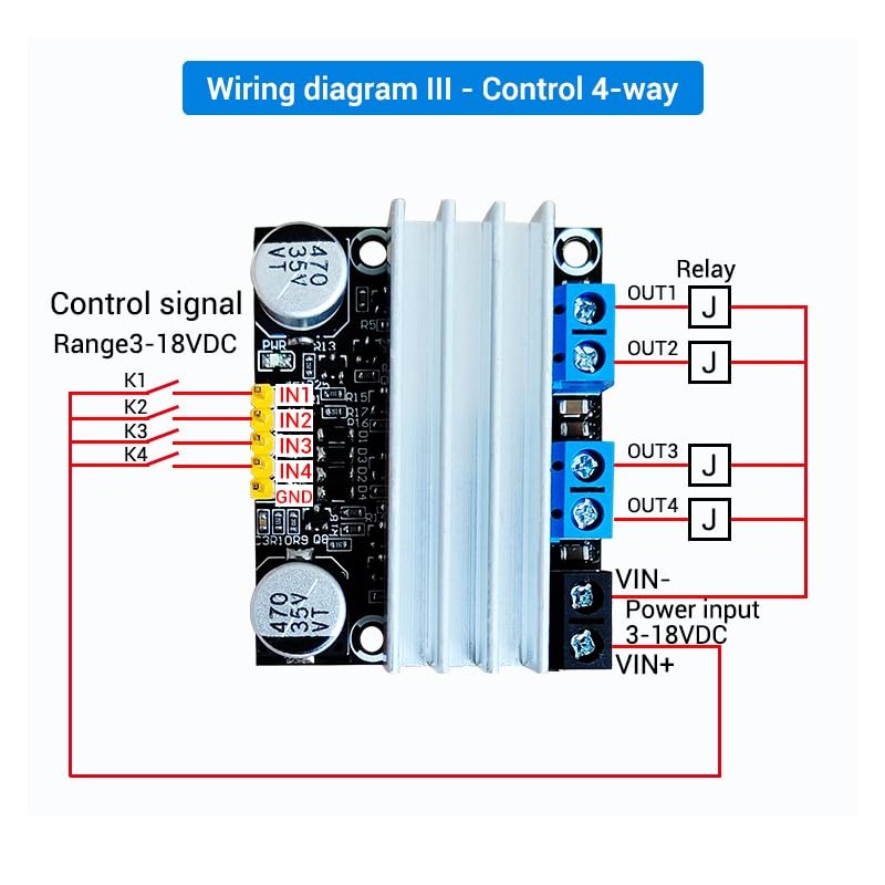DC Motor Driver, DC 3V-18V 10A Dual H Bridge Motor