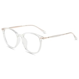 Firmoo Blue Light Blocking Glasses Women Round, Anti Glare Blue Screen Glasses Men Reduce Eyestrain Headache, Anti Reflective Blue Light Glasses Non Prescription Large (Clear)