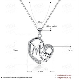 ShiQiao Spl Gifts for Mom Mother Necklace Pendant Sterling Silver for Women Love Heart Mom Birthday Gifts