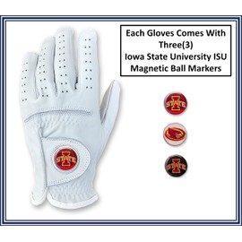 Scale Wear Iowa State Cyclones ISU Cabretta Leather Golf Gloves with 3 Magnetic Ball Markers. RH & LH Men's & Youth Boys Golf Gloves (Youth-M, Right (Fits Left Hand))