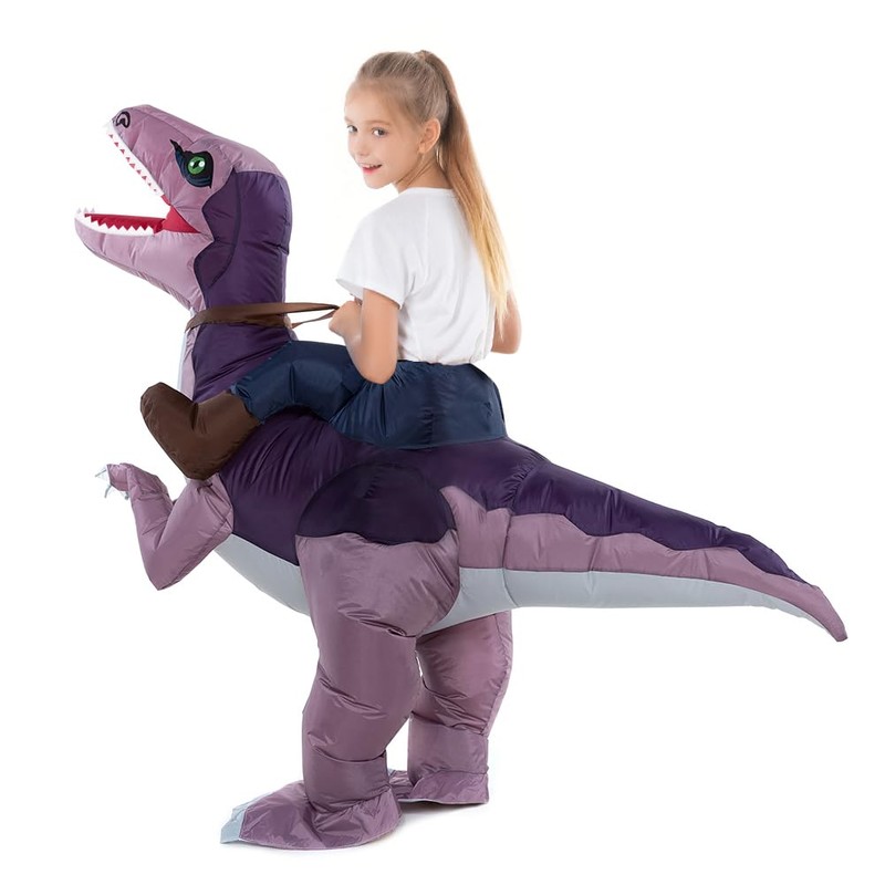 HSCTEK Inflatable Dinosaur Costume Kid Boy Girl, Blow up Velociraptor