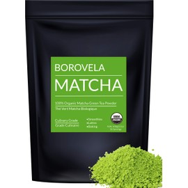 Organic Matcha Green Tea Powder - Culinary Grade USDA Certified - Green Superfood For Smoothies Lattes and Baking - Borovela 100g 3.5oz