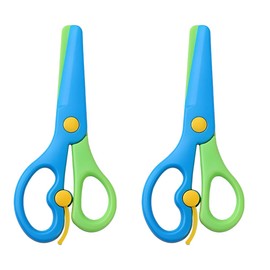 BIRLOZA Pack of 2 Safety Scissors for Children Preschool Scissors DIY Craft Scissors PP Plastic Cutter Paper Scissors (10.7 cm)