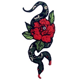 The Double-Headed Snake and Flower Patch Embroidered Applique Badge Iron On Sew On Emblem