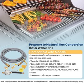 GHAKUTB Propane to Natural Gas Conversion Kit Compatible with Weber Genesis, Genesis II, Spirit, Spirit II, Convert LPG Grills to NG, Includes 10FT 1/2" Hose,Natural Gas Regulator and Orifice