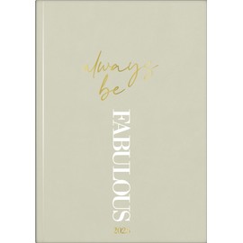 rido/idé Young Line (2025) Fabulous Book Calendar, 2 Pages = 1 Week, A5, 160 Pages, Faux Leather Cover, Light Grey