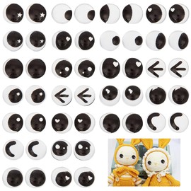 OLYCRAFT 144 Pcs 24 Styles Glass Craft Eyes 0.3 inch Half Round Glass Puppet Eyes Stuffed Crochet Eyes Animal Eye Crochet Crafts Making for DIY Clay and Amigurumi Decor Crochet Making Supplies