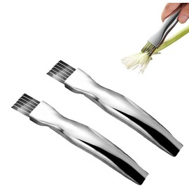 Linyongc Stainless Steel Shred Silk Cutter, 2Pcs Green Onion Cutter, Stainless Steel Vegetable Onion Garlic Shred Silk Onion Slicer