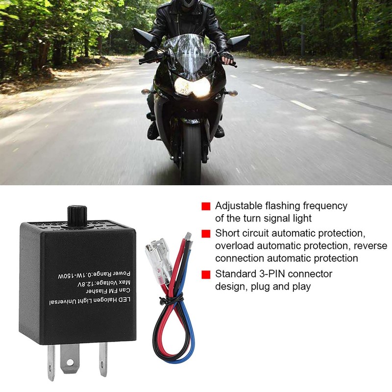 Keenso Auto 12V 24V 3-Pin Indicator Relay, Adjustable LED Flasher