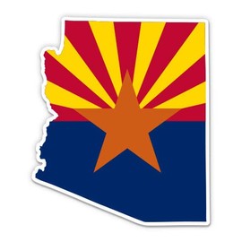 Squiddy Arizona Flag State Shape - Vinyl Sticker Decal for Phone, Laptop, Water Bottle (3" high)
