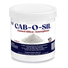 Fiberglass Supply Depot Cabosil Fumed Silica (4oz Jar) - Resin Thickener for Non-Saggy Putty - Advanced Epoxy Resin Thickener - Professional Thixotropic Agent for Smooth Epoxy