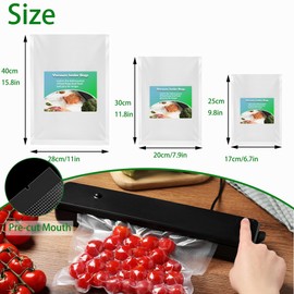 huruirui Vacuum Sealer Bags for Food 17x25cm(50) 20x30cm(20) 28x40cm(10) Vacuum Sealer Bags Vac Pack Bag BPA Free Great for Sous Vide PreCut Bag