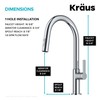 KRAUS Oletto Single Handle Pull Down Kitchen Faucet in Chrome,