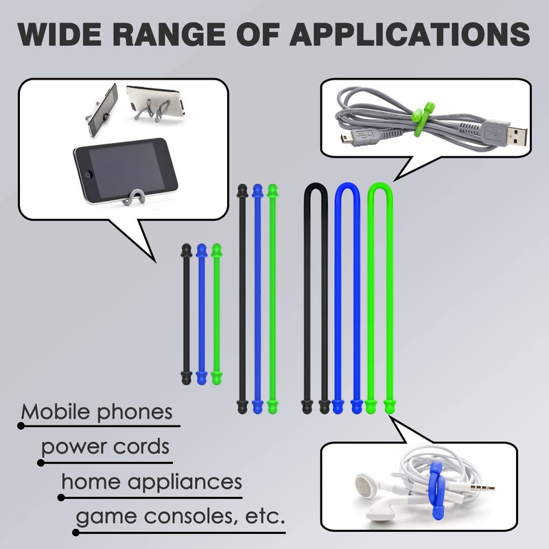 9Pcs Silicone Twist Ties, Steel-Core Rubber Twist Tie Set for