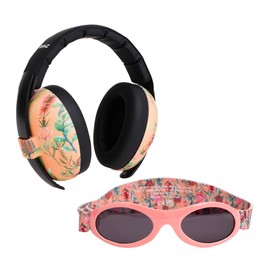 Banz Baby Ear Defenders & Sunglasses Combo - Noise Cancelling Baby Headphones & Wrap Around Baby Sunglasses - for Infants & Toddlers, 0-36 Months, Adjustable Straps - 100% UV Protection, SNR 31dB