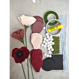 Crepe Paper pennoy DIY Flower for Home Decoration Making Kit 24 pcs (Pink - Burgundy - Dusty Pink)