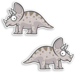2 x 10cm Funny Triceratops Vinyl Stickers - Dino Dinosaur Laptop Sticker #31582 (10cm Wide)