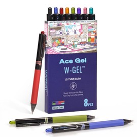 WRITECH Ace Gel Retractable Gel Ink Pens: Multi Colored 0.7mm Colorful Click Pen for Smooth Writing No Bleed & Smear & Smudge 8ct