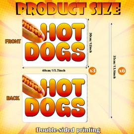 Colingmill 3 Pack Hot Dog Sign 15.7 x 12 Inches Double Sided Yard Signs with Metal Stakes for Outdoor Business Advertising and Events Publicity