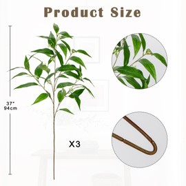 Briful Artificial Eucalyptus Stems with Seeds Real Touch Fake Branches for Vase 3 Packs Faux Greenery Stems for Home Decor Indoor Farmhouse Wedding Centrepieces, Green