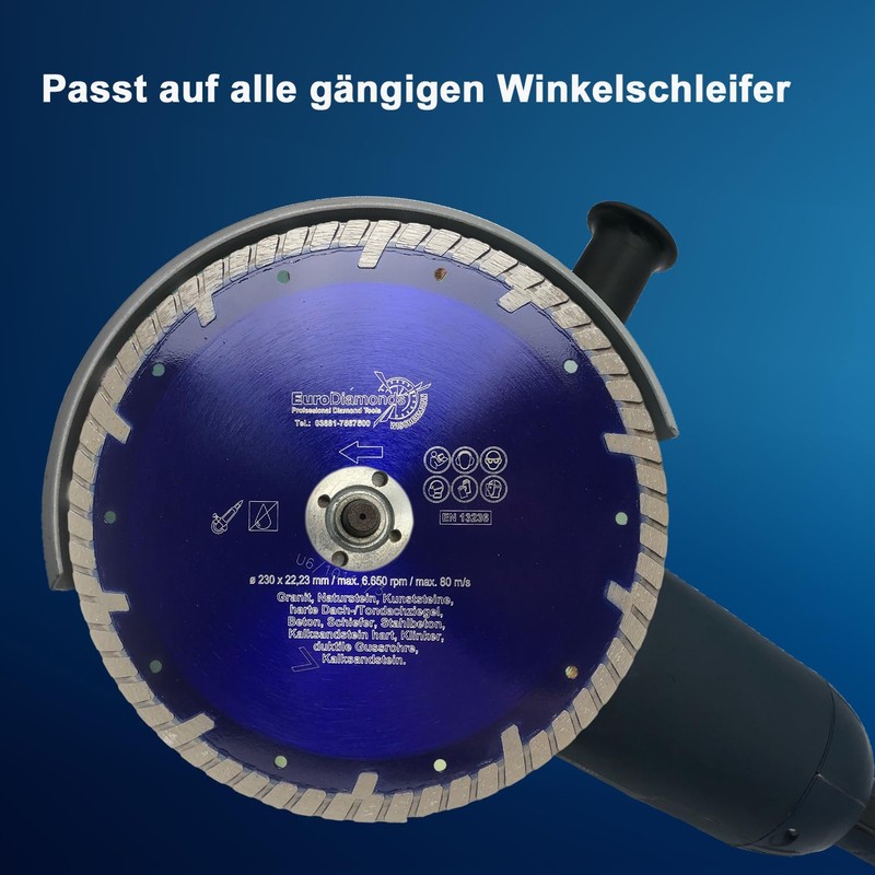 EDW Diamond Cutting Disc Granite 230 mm Bore 22.23 mm