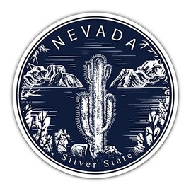 Squiddy Nevada State Circle Round - Vinyl Sticker - Large Size (11" Wide)