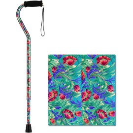 NOVA Designer Walking Cane with Offset Handle, Lightweight Adjustable Walking Stick with Carrying Strap, “Canterbury" Design