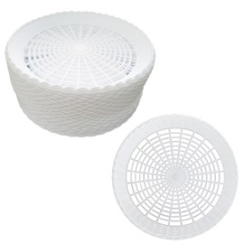 Auto-plaza 24x 9.7 Inch Heavy Duty Reusable Plastic Plate Holders Woven Plate Holder for Kitchen Outdoor Picnic (White)