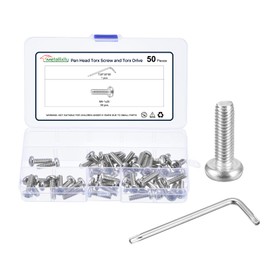 METALLIXITY Pan Head Torx Screws (M6-1x20mm) 50pcs with Wrench, Button Torx Head Machine Screws with One Bit - for Furniture Woodworking Project, Silver Tone