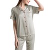 Sukany Womens Soft Silk Pajamas Set 2 Piece Button Up