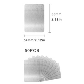 LNGJIN Pack of 50 Aluminium Alloy Business Cards, 86 x 54 mm Metal Business Cards Blanks, Metal Cards, Engraved Business Cards, Aluminium, for DIY Gift Cards, Office Customers, Business Cards, Blank