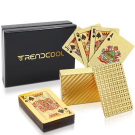 Trendcool Poker Card, Card Games, Place Card Game, Poker Table, with Wooden Box (Gold + Box)