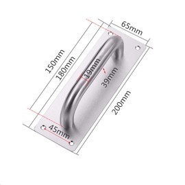 MYiuNuo 1Pieces Sliding Door Handle Heavy Duty Stainless Steel Pull Push Door Handles with Back Plate for Gate Handle Toilet Door Pull Plate Wooden Cabinet Cupboard Handle Hardware (200 x 65 mm)