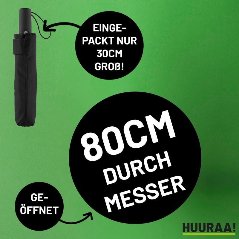 Huuraa Regenschirm Moin Kompass Geschenk 98cm Schwarz Doppelautomatik Moin Kompass
