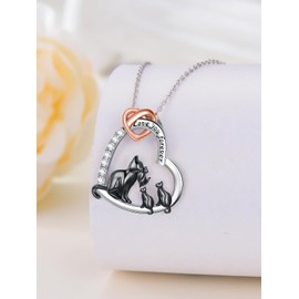 Shusukue Mama Cat Necklace with 3 kittens 925 Sterling Silver Mother of 3 Pendant Mom Daughter Son Necklace Mothers Day Jewelry Gift for Women Mom Wife