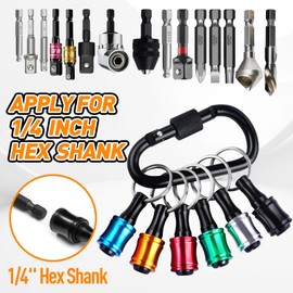 ZOOI Gifts for Men, Hex Shank Drill Bit Holder 2 Sets (12pcs), Stocking Fillers for Men, Gadgets for Men, Hex Shank Bit Holder Keychain, for Him, Birthday Gifts for Men