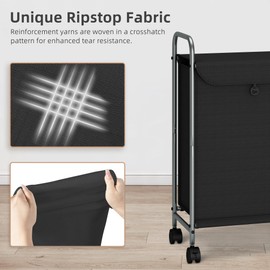 STORAGE MANIAC Laundry Hamper, Laundry Basket with Lockable Wheels, Rolling Laundry Sorter Cart, Laundry Separator Hamper, Dirty Clothes Laundry Divider Hamper, 1 Section Black