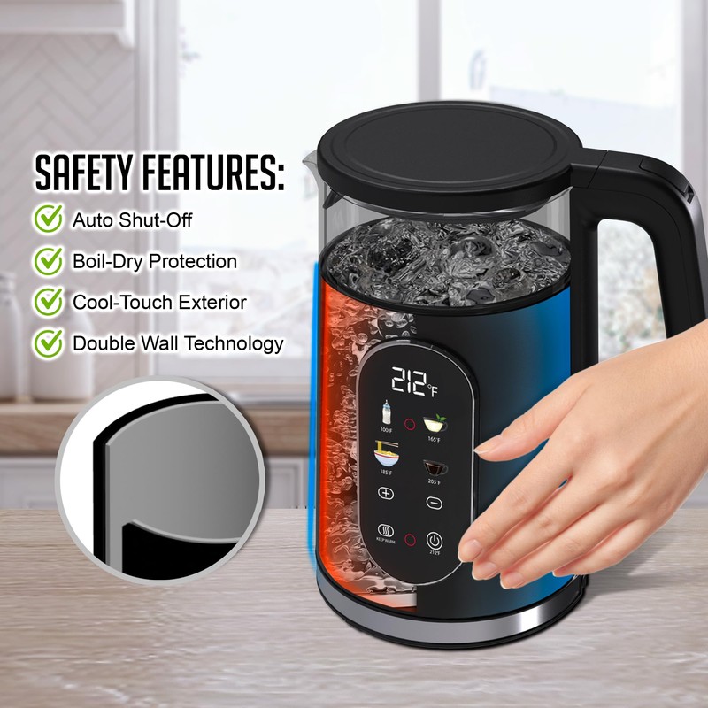 OVENTE Electric Kettle 1500W Fast Boiling Water Heater with 1.7L