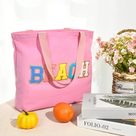 Aileam Beach Bags for Women Pink Beach Please Tote Bag Large Canvas Swimming Bag Beach Supplies Bag Accessories Travel Shopping Gym Beach Holiday Cruise Essential