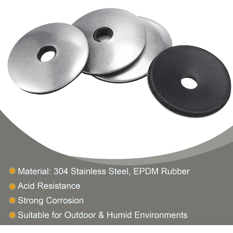 TOP-VIGOR 100Pcs EPDM Bonded Sealing Washers, 5.5mm ID 16mm OD