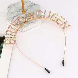 AOPRIE Birthday Crown for Women - Gold Colorful Tiara for Girls - Princess Crown Rhinestone Happy Birthday Accessory