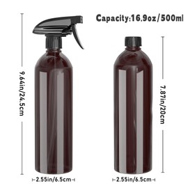 GUEEYUAW 3 Pack 16.9oz/500ml Plastic Spray Bottles, Water Spray Bottle, for Cleaning Solutions, Plants, Pet, Essential Oils (Brown)