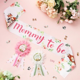 Woodland Baby Shower Sash, Mommy to Be Sash for Baby Shower Woodland Animal Neutral Mom to Be & Daddy to Be Corsage Party Supplies