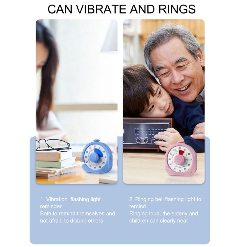 60 Minute Visual Timer for Kids Adults with Two Reminder