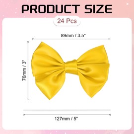 PATIKIL 24 Pcs Ribbon Bows for Gift Wrapping 3.5" Satin Ribbon Bowknot with Twist Ties for Crafts Treat Bag Bridal Shower Thanksgiving Wedding Decor, Gold